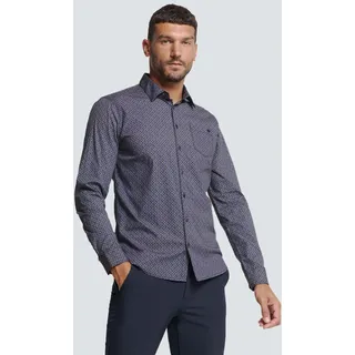 NO EXCESS Langarmhemd, mit grafischem Muster und Brusttasche, blau