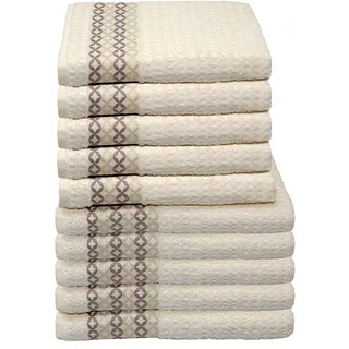 Italian Bed Linen 10 Stück Schwamm Kate, Baumwolle Leinen, Raute Taupe/Creme, 50x100cm