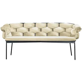 Kawola Sitzbank Monty Weiß Velvet , Textil , 240x78x62 cm , Esszimmer, Bänke, Sitzbänke