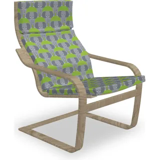 ABAKUHAUS Elefant Poäng Sessel Polster, Cartoon-Tierdruck, Sitzkissen mit Stuhlkissen mit Hakenschlaufe und Reißverschluss, Lime Green Purpleblue