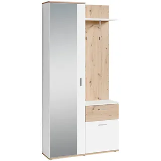 byLIVING Wandgarderobe Jakob 97 x 195 x 30 cm Artisan Eiche/Weiß