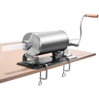 COSTWAY 2,5kg/3kg/4kg Wurstfüller manuell, Wurstmaschine aus Edelstahl, Wurstfüllmaschine inkl. 4 Füllrohre silber, Wurstpresse mit Tischklemme, Wurstspritze silber (4KG)