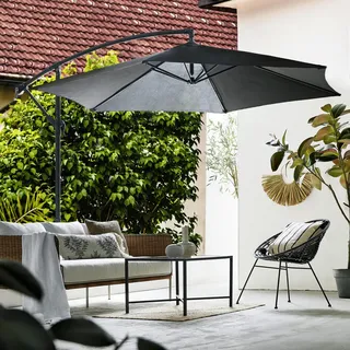 Ampelschirm , Anthrazit, Schwarz , Textil , 300x300 cm , höhenverstellbar, UV-beständig, wetterfest , Sonnenschutz, Sonnenschirme