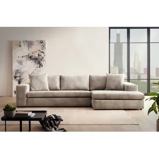 Home affaire Ecksofa »SLEETLAND XXL in Samtvelours oder Vintage-Leder-Optik, L-Form,« besonders groß und bequem, grau