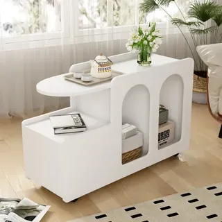 okwish Kommoden Sideboard mit Rollen, Beistellschrank vielseitiger Aufbewahrungswagen Buffet für Wohnzimmer, Esszimmer und Schlafzimmer, Weiß - Weiß