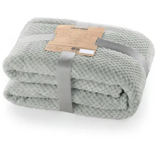 DecoKing Kuscheldecke 220x240 cm Stahl Decke Microfaser Wohndecke Tagesdecke Fleece weich sanft kuschelig skandinavischer Stil grau anthrazit Henry