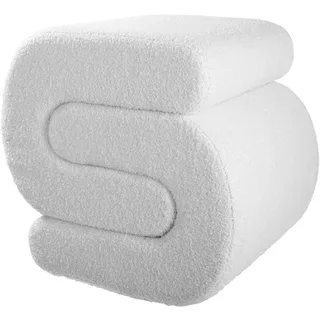 GILDE Hocker Griffo - MDF und Polyester - strukturiert - weiß - Höhe 46cm x Breite 48cm - Teddyhocker - Hingucker - Schlafzimmer