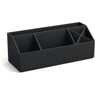 Bigso Box of Sweden BIGSO ELISA Schreibtisch Organizer mit 4 Fächern – Ordnungssystem für Zettel, Büroklammern, Stifte usw. – Sortierkasten aus Faserplatte und Papier in Leinenoptik – dunkelgrau