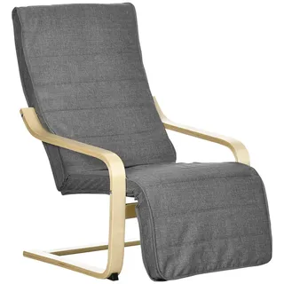 Homcom Relaxsessel mit verstellbarem Fußteil Polyester 94 x 100 x 66,5 cm Grau mit Kissen