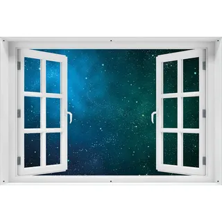 Wallario Outdoor-Poster für Garten oder Balkon 61 x 91,50 cm: Sternenhimmel - Milchstraße und Sterne bei Nacht - Schwarz