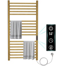 LNXGJJ Badheizkörper Elektrisch Heizkörper Bad mit Thermostat, LED Bildschirm, 550x1100mm Handtuchheizkörper Elektrisch mit 220W für Badezimmer/Wohnzimmer, Gold, Right line