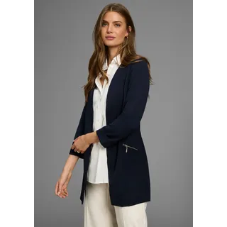 Longblazer LAURA SCOTT, Damen, Gr. 34, blau (marine), Jersey, Obermaterial: 95% Polyester, 5% Elasthan, figurbetont, tiefer V-Ausschnitt, Blazer Longblazer, mit Reißverschlüssen