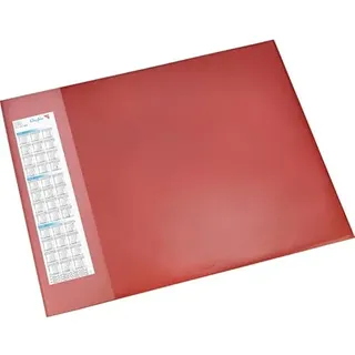 Läufer 41654 Durella D1 Schreibtischunterlage mit transparenter Seitenleiste und Kalender, 52x65cm, rot, rutschfeste Schreibunterlage
