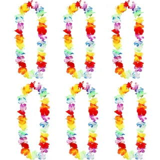 Chuangdi 6 Stück Hawaii Kette Blumen 100 cm, Mehrfarbige Blumen Girlanden | Hawaii Hula Blumenkette, Hawaiianische Girlanden Halskette, für Tropische, Strand, Geburtstag Party, Mallorca Poolparty