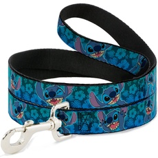 Buckle-Down Dog Leash Stitch Expressions Hibiscus Collage Green Blue Fade 4 Feet Long 1.5 Inch Wide, Multicolor (DL-WDY262-W)