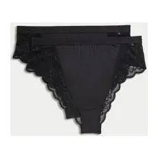 Womens B by Boutique Lot de 2tangas Cleo taille haute - Black, Black - XS