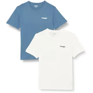 Wrangler - T Shirt Herren - Regular Fit - 2Pack Sign Off Tee - True Navy