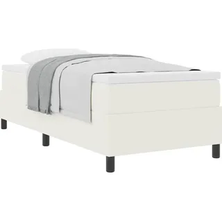 Boxspringbett Creme und Weiß 80 x 200 cm Cordstoff - Creme