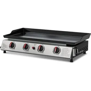 COOKINGBOX Cali 4-Flammen Gas-Plancha mit 77 x 35 cm emaillierter Stahlkochfläche, 9,6 kW, Piezo-Zündung - Schwarz