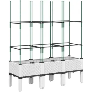 vidaXL Pflanzkübel mit Rankgitter 120 x 40 x 142,5 cm Weiß