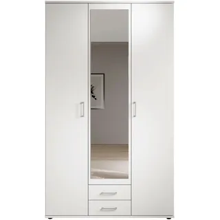 SchlafKONTOR Kleiderschrank SCHLAFKONTOR "Karl Drehtürenschrank Schlafzimmerschrank mit Spiegel Garderobe", weiß, B:120cm H:196cm T:54cm, Schränke, Kleiderschrank, in 2 Breiten, mit zusätzlichen Einlegeböden TOPSELLER