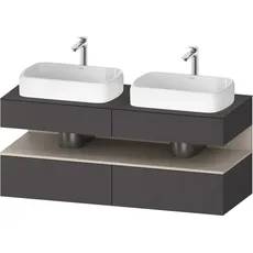 Duravit Qatego Konsolenwaschtischunterbau, 2 Auszüge, 2 Schubkästen, 2 Ausschnitte, 1400x550x600mm, Nische Taupe Matt, QA4767091, Farbe: Graphit matt