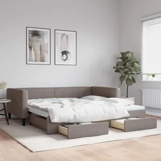 Schlafsofa Tagesbett ausziehbar mit Schubladen 2-Sitzer 100x200 cm Taupe Stoff - Taupe