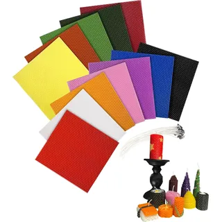 TAKONE Bienenwachsplatten Für Kerzen Mit Docht – 12 Farben 20x15cm Set Aus Reinem Bienenwachs – Kerzen Bastelset Für Kinder & Erwachsene Zum Selber Machen
