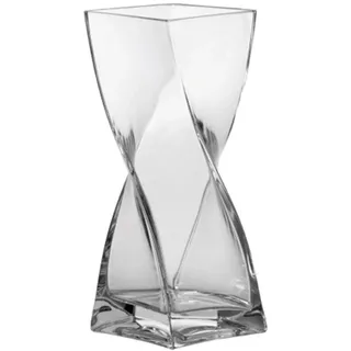 LEONARDO Volare Vase, geschwungene dynamisch geformte Blumenwase mit massivem Eisboden, handgefertigtes Klarglas, Höhe 20 cm, 450 ml, 014099