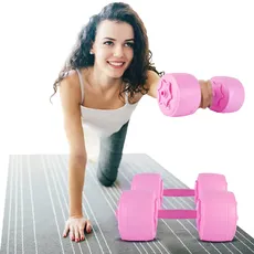 DEIRIS Wasser Hanteln set, Hanteln Wasser Befüllbar, Reise Hanteln, Justierbare Hantel Gewicht, Tragbar, für Männer und Frauen - Krafttraining - Fitness Training (Rosa, 1–6 kg Paar)