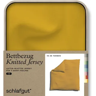 Schlafgut Bettbezug »Knitted Jersey uni, aus Bio-Baumwolle mit Elasthan, Reißverschluss«, (1 St.), bügelfrei, Mix & Match Bettwäsche: passender Kissenbezug erhältlich Schlafgut Yellow Deep B/L: 200 cm x 200 cm