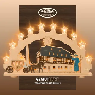 Weigla Schwibbogen »Zwönitz, Lichterbogen aus Holz, Fachwerkhaus, Made in Germany« 1 Stk. Erzgebirge garantiert, Weihnachtsdeko Innen, Weihnachtsbeleuchtung, bunt