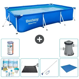 Bestway Steel Pro Rechteckig - 300x201x66 cm - 7-teilig S22077 - Blau