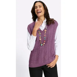 Pullunder INSPIRATIONEN "Pullunder", Damen, Gr. 50, violett, 50% Baumwolle, 50% Polyacryl, unifarben, Pullover Pullunder