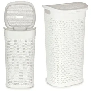 BigBuy Home S3605798 Wäschekorb, weiß, Kunststoff, 60 l, 44 x 57 x 34,5 cm