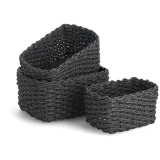 Zeller Aufbewahrungskorb stapelbar 18 x 12 x 9 cm, 21 x 15 x 11 cm, 24 x 18 x 13 cm schwarz