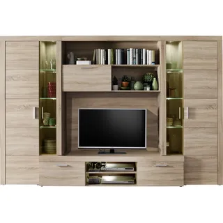 trendteam Wohnen Wohnwand Mondeo Eiche Sägerau hell 291 x 197 x 41 cm - Braun