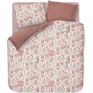 PiP Studio Bettwäsche Casa Di Pip Creme Weiß Perkal Zypressen Bäume Häuser Brunnen Zypressen Wendeoptik Blumen Perkal, Größe:200 cm x 200 cm