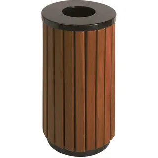 V-Part - Abfalbehälter für draußen 40 Liter - Steel - Holz Optik, Schwarz - Schwarz