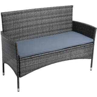 Gartenbank Rattan Gartenmöbel 2-Sitzer Rattanmöbel Sitzbank mit Sitzkissen Grau - Schwarz