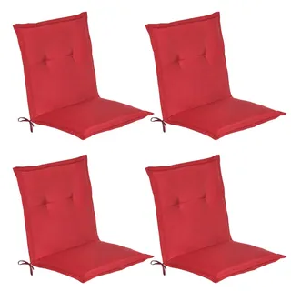 Beautissu 4er Set Niedriglehner Auflage Gartenstuhl Loft NL, 100x50x6cm, Rot - Rot