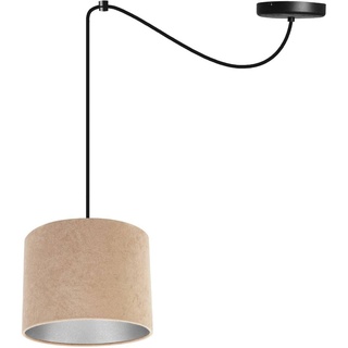 Light-Home Milan Spider Hängelampe - Hängeleuchte in Spinnenform - Deckenlampe – Spinne Lampe mit 1 Kopf - Hängeleuchte aus Metall und Stoff - E27 - Beige und Silber