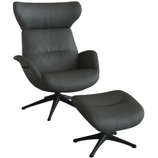 FLEXLUX Relaxsessel »Fernsehsessel More, ergonomisch, drehbar, robuster Fuß, Scandi« Premium Komfort, Rücken- & Kopfteilverstellung, drehbar, Fuß schwarz, grau