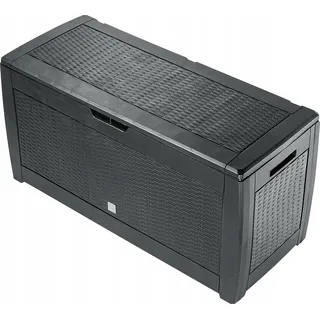 Kadax Gartenkiste, 119x48x60cm Aufbewahrungsbox aus Kunststoff, 310L Gartentruhe für Aufbewahrung von Kissen, Kinderspielzeug und Sitzauflagen (310 L, Anthrazit)