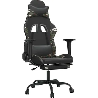vidaXL Gamingstuhl mit Massage Fußstütze Schwarz Tarnfarben Kunstleder - Orange