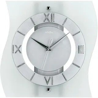 AMS Funk-Wanduhr, Funkwerk, 30x32x6cm, 5909 - Silber