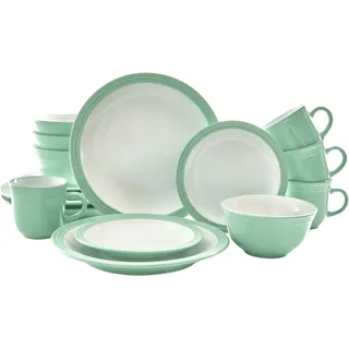 Kombiservice RETSCH ARZBERG "Geschirr-Set, Service CAMDEN", grün (salbeigrün, weiß), 16 Stk., Steinzeug, Geschirr-Sets, Kombiservice, rustikaler Landhaus-Charm, 16 Teile, für 4 Personen