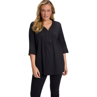 Ulla Popken Damen große Größen Übergrößen Plus Size Tunika, Bubble Qualität, 3/4-Ärmel schwarz 62-64