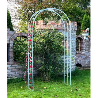 DanDiBo Dandibo Rosenbogen Verzinkt Massiv 120 cm Torbogen 96523 Wetterfest Rundbogen Volleisen Rankhilfe Gartenbogen Feuerverzinkt , Grau , Metall , 120x232x30 cm , Dekoration, Gartendeko
