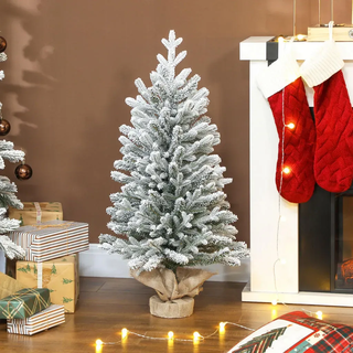Homcom Mini Künstlicher Weihnachtsbaum 90 cm künstlich Tannenbaum mit Schnee Weiß , Grün , Kunststoff , 90 cm , Dekoration, Weihnachtsdekoration, Christbäume & Zubehör
